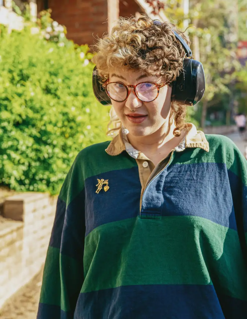 person wearing headphones outside